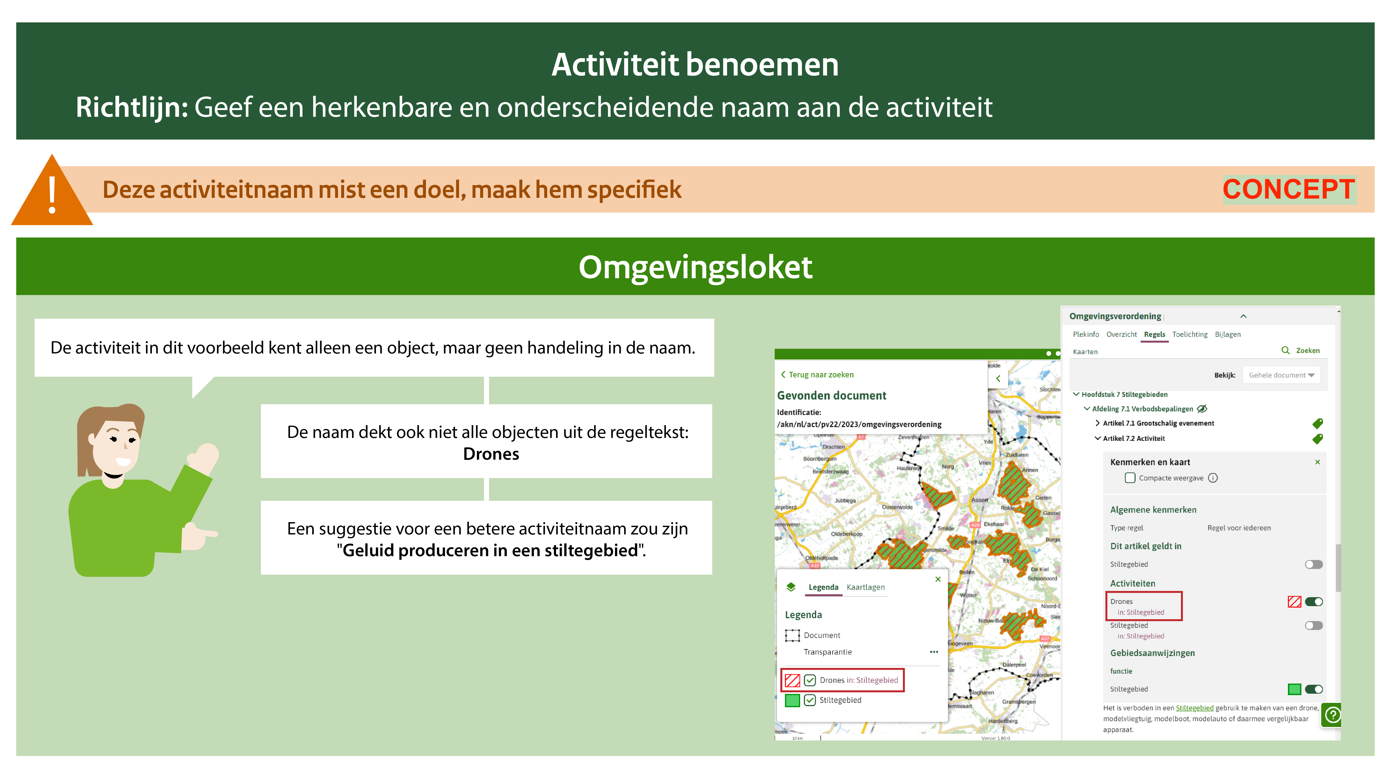 Screenshot Voorbeeld 3.4 - 2: activiteitnaam mist een doel, maak hem specifiek​.